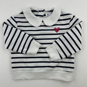 Sweat marinière col Claudine – Mes Petits Cailloux – 12 mois (74 cm)