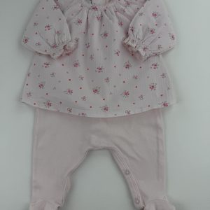 Pyjama fleuri cœur – Petit Bateau – 1 mois (54 cm)