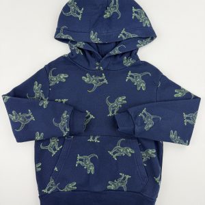 Sweat à capuche imprimé dinosaures bleu marine – H&M – 5/6 ans (110/116 cm)