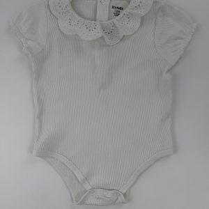 Body manches courtes côtelé à col brodé – Kiabi – 12 mois (73-76 cm)
