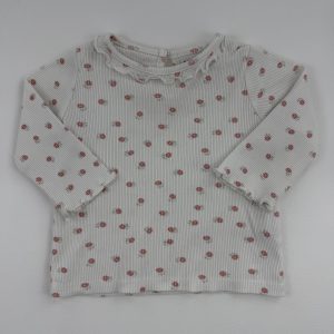 Tee-shirt manches longues côtelé fleuri – Kiabi – 6 mois (63/69 cm)