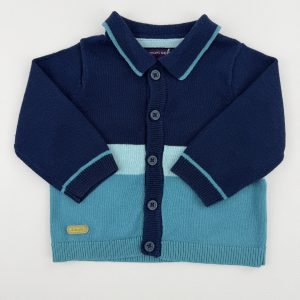 Gilet maille bleu marine et turquoise – Sergent Major – 3 mois (59 cm)