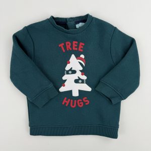 Sweat vert sapin “Tree Hugs” – Obaïbi – 12 mois (74 cm)