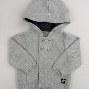 Gilet à capuche maille gris clair – Obaïbi – 12 mois (74 cm)