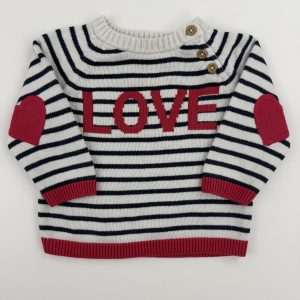Pull rayé crème et bleu marine – H&M – 6 mois (68 cm)