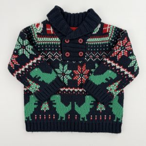 Pull maille jacquard motifs dinosaures – DPAM – 12 mois (74 cm)