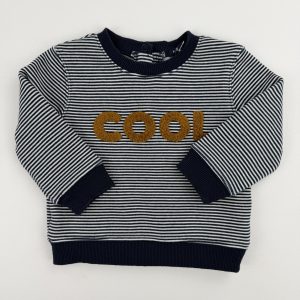 Sweat rayé bleu marine et blanc “COOL” – Kiabi – 12 mois (73/76 cm)