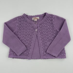 Gilet maille violette ajourée – DPAM (Du Pareil au Même) – 6 mois (68 cm)