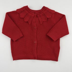 Gilet maille rouge à col fantaisie – Lulu Castagnette – 6 mois