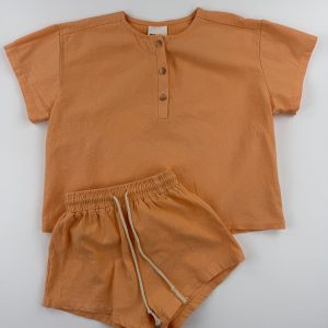 Ensemble tee-shirt et short orange – Gamin Gamine – 5/6 ans
