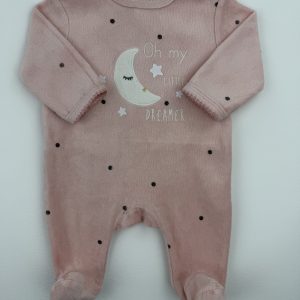 Pyjama en velours rose – Kiabi – 1 mois (52/55 cm)