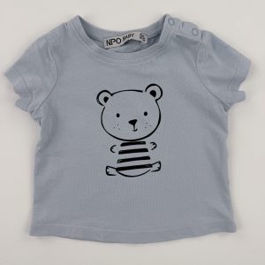 Tee-shirt manches courtes bleu ciel ours – NPO Baby – 6 mois