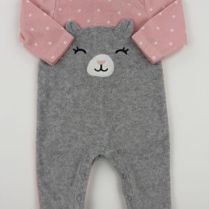 Pyjama polaire rose et gris ours – Carter’s – 3 mois