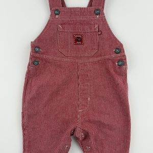 Salopette jean rayée rouge et blanc – Camaïeu – 3 mois