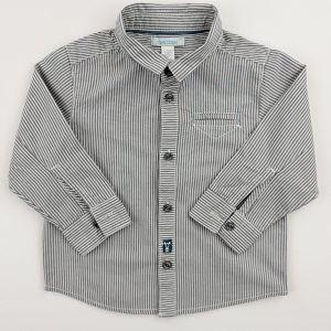 Chemise rayée grise et blanche – Obaïbi – 18 mois (80 cm)