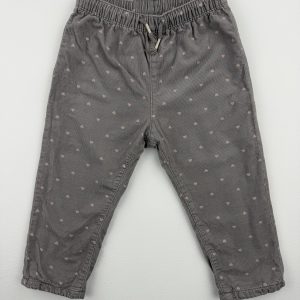 Pantalon velours gris imprimé cœurs roses – H&M – 80 cm