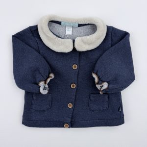 Gilet bleu col tout doux – Obaïbi – 6 mois (68 cm)