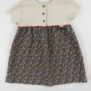 Robe bi-matière fleurie – Zara – 18-24 mois (92 cm)