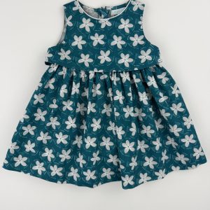 Robe fleurie vert canard + bloomer – Obaïbi – 6 mois (68 cm)