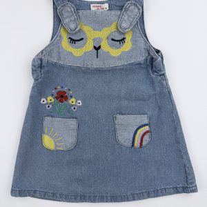 Robe salopette en jean motifs brodés – DPAM – 18 mois (80 cm)