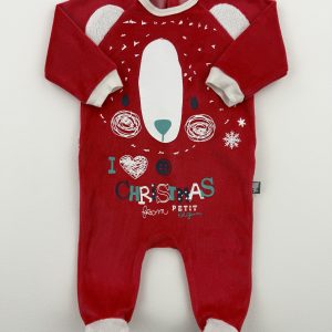 Pyjama de Noël en velours rouge – Petit Béguin – 3 mois (62 cm)