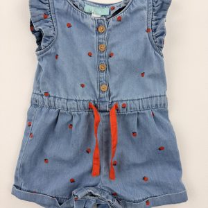 Combinaison jean motif fraises – Obaïbi – 3 mois (59 cm)
