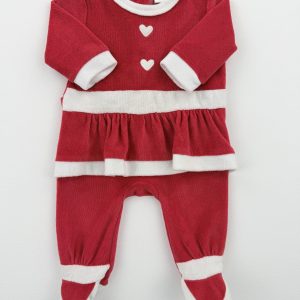 Pyjama Noël en velours rouge – Tex – 1 mois