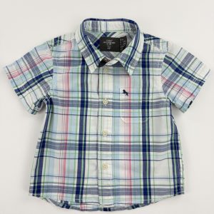 Chemise à carreaux bleu, vert et rose – H&M – 86 cm (24 mois)