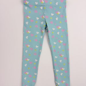 Legging bleu turquoise imprimé cœurs – Tissaia – 3 ans (98 cm)