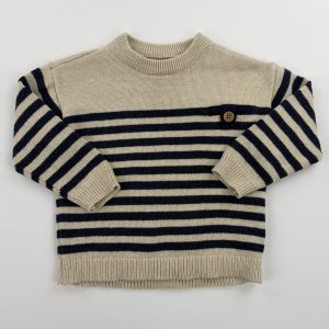 Pull rayé beige et bleu marine – Zara – 12/18 mois (86 cm)